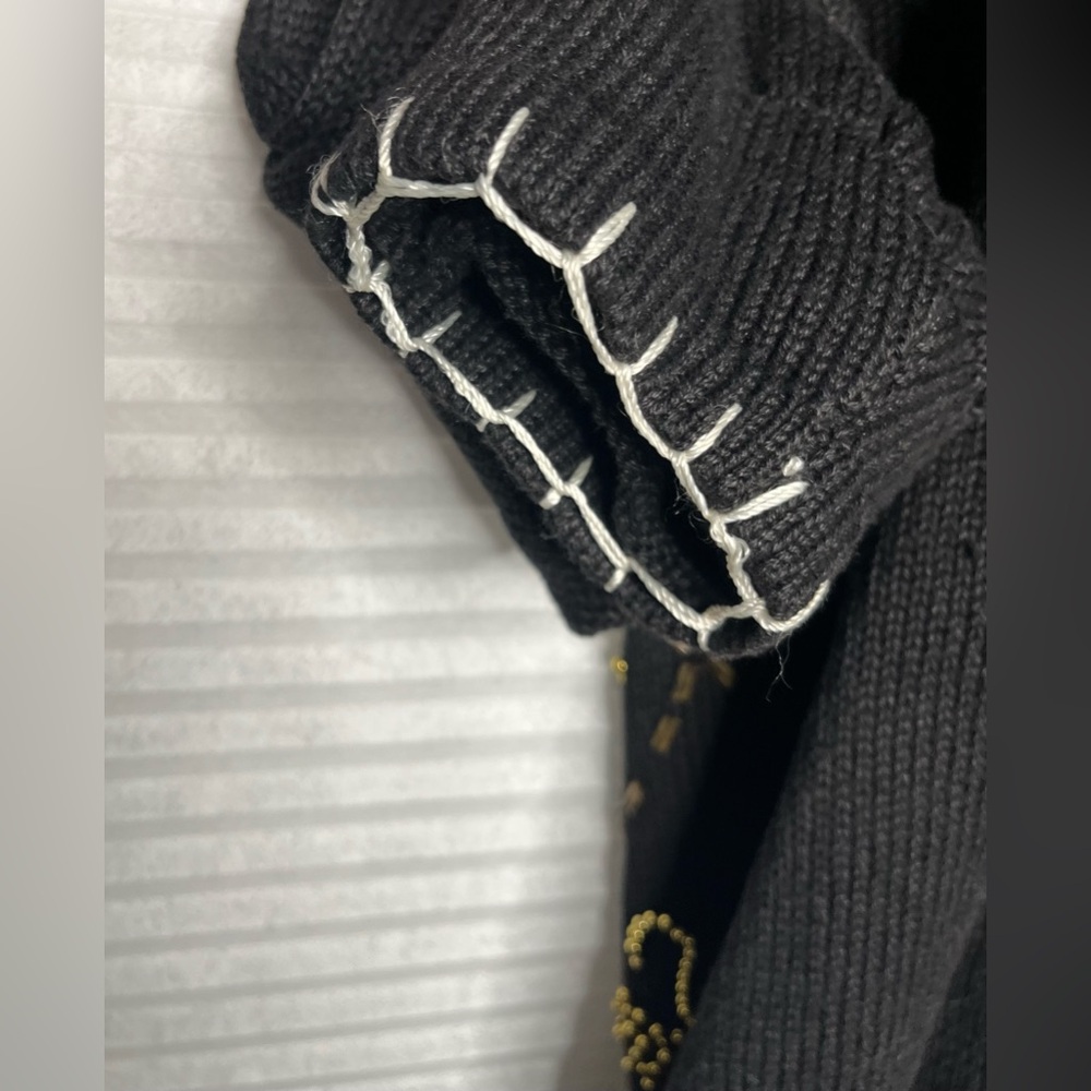 Vintage Victoria Harbour Cardigan Knit Beaded Sweater Black Gold Y2K L - Picture 12 of 13